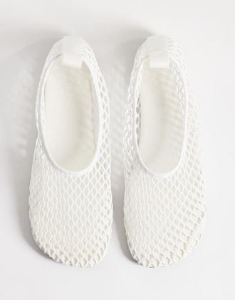 Arket Ballerine in rete bianche con punta squadrata-Bianco