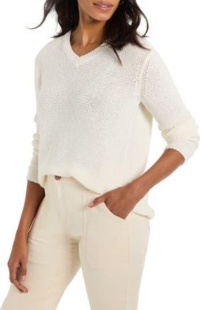 Nic+Zoe Crimpy V-Neck Sweater in Classic Cream at Nordstrom Rack, Size Xx-Large