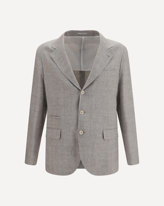 Brunello Cucinelli Deconstructed linen and wool chevron Jacket Male 50