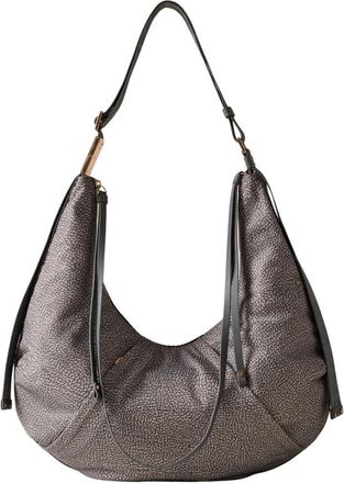 Borbonese Clay Grey Hobo Bag - Dames - Schoudertassen - Grijs - ONE Size - Tassen