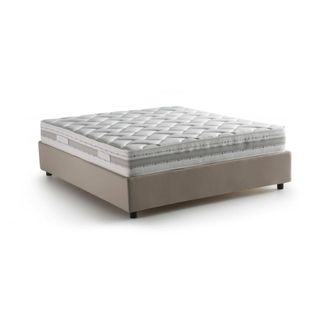 Dmora Talamo Italia - Cama Matrimonial Adele, Cama Contenedor Con Revestimiento De Tela, 100% Made In Italy, Apertura Frontal, Con Colch&oacute;n 140x190 Cm Inclui
