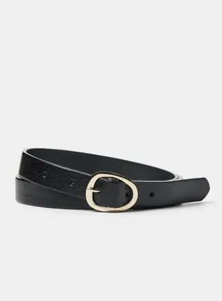 Simons Womens Organic oval-buckle leather slim belt