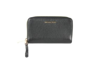 Michael Kors Michael Kors Jet Set Travel Large Phone Wristlet Wallet Pebbled Leather Womens Black