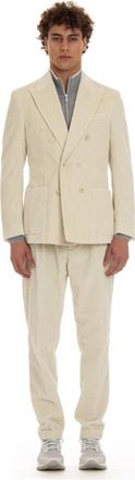 Eleventy Velvet Double-Breasted Jas - Heren - Business pakken - Beige - S - Kostuums