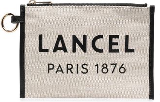 Lancel logo-print clutch bag - women - Calf Leather/Fabric - One Size - Neutrals