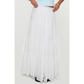 Princess Polly Mya Tiered Maxi Skirt in White at Nordstrom, Size 10