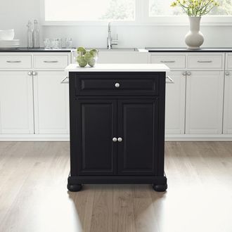 Crosley Furniture Alexandria Stone Top Portable Kitchen Island/Cart Black/White