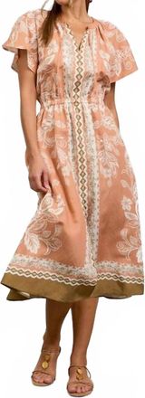 Skies Are Blue Clothing The Florence Floral Dress In Terracotta Cream