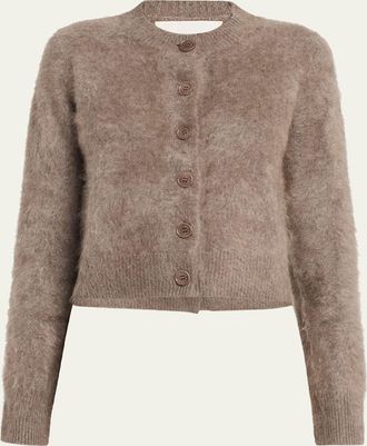 Lisa Yang Azalea Fuzzy Cashmere Crewneck Cardigan