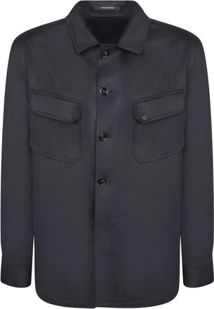 Tagliatore Overshirt met Voorzakken - Heren - Casual Overhemden - Blauw - L - Leer - Overhemden