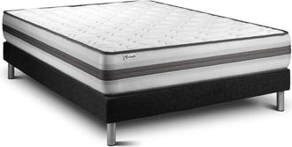 VITALIT Somier Negro + Colch&oacute;n Con Muelles Y Viscoel&aacute;stica 150 X 200