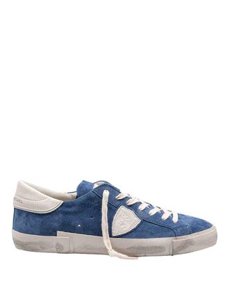 Philippe Model PRSX sneakers in blue jeans color suede