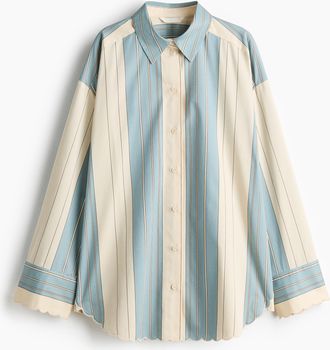 H&M Oversized Popelinebluse - Blue