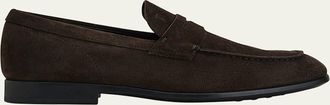 Tod's Mens Moccasino Suede Penny Loafers