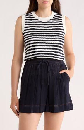 Adrianna Papell Stripe Sweater Tank in Ivory/Navy at Nordstrom Rack, Size X-Large