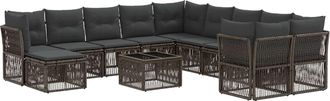 vidaXL Conjunto De Sof&aacute;s De Jard&iacute;n 12 Uds. Gris Rat&aacute;n Sint&eacute;tico Vidaxl