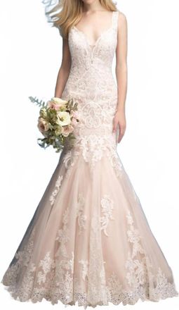 Allure Bridals Lace Bridal Gown In Antique Champaine Ivory