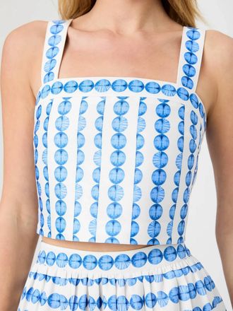 French Connection Womens Structured Taffeta Top In Blue White