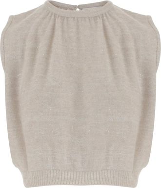 arch4 Sleeveless Tops, female, Beige, L, Sleeveless Top with Sequins