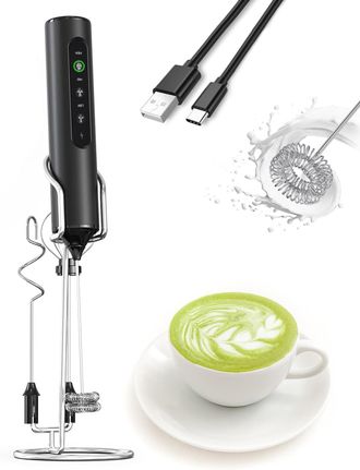 OEM Espumador De Leche El&eacute;ctrico 3 En 1 Con Soporte, Pantalla Led Recargable Y 3 Velocidades - Batidor Port&aacute;til Para Caf&eacute;, Batidos De Prote&iacute;nas Y Reposter