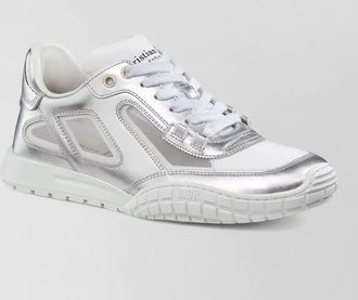 Dior metallic sneakers with rubber sole and mesh panels