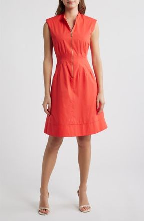Vince Camuto Sleeveless Cotton Dress in Coral at Nordstrom, Size 14