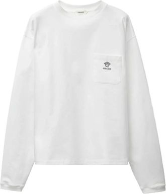 Versace Camiseta de manga larga con bolsillo Medusa Head - Tops - Hombre - Blanco - L