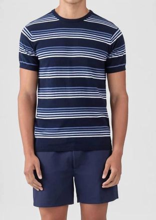 Ron Dorff Knitted Striped T-Shirt In Navy