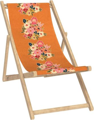 Vent de Boh&egrave;me Silla plegable de eucalipto con estampado floral naranja
