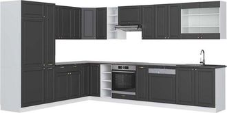 Vicco Cocina Esquinera Fame-line, Antracita-oro/blanco, 347 X 257 Cm, Et Antracita