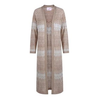 MC2 Saint Barth Long Knitwear, female, Brown, Size: S Cardigan lungo Tonia