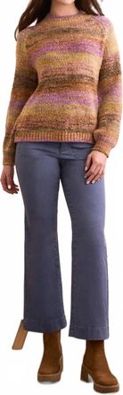 Tribal Boucle Yarn Dye Mock Neck Sweater In Cameo