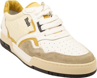 Rhude White & Mustard Leather Racing Sneakers