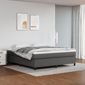 vidaXL Estructura De Cama Con Somier Cuero Sint&eacute;tico Gris 160x200 Cm Vidaxl