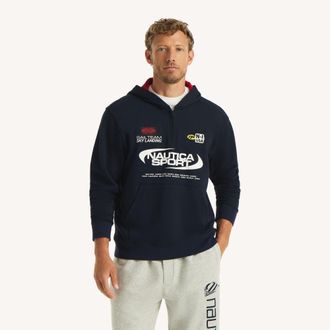 Nautica Mens Relaxed Fit Embroidered Fleece Hoodie