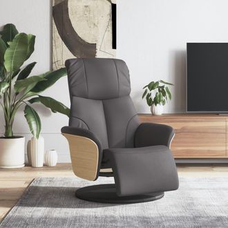 vidaXL Vidaxl - Sill&oacute;n Reclinable Con Reposapi&eacute;s Cuero Sint&eacute;tico Gris