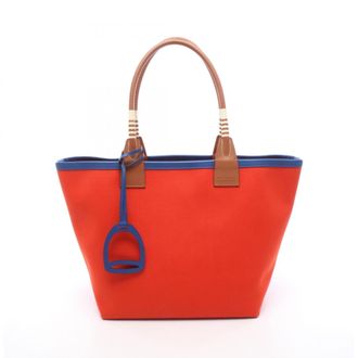 Herm&egrave;s Blue Brown Red Color Swift Leather Handbag Tote Bag (Pre-Owned)