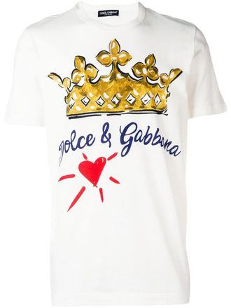 Dolce & Gabbana crown-print T-shirt - men - Cotton - 44 - White