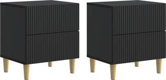 vidaXL Armario De Noche 2 Uds. Negro 43 X 34,5 X 48 Cm Vidaxl