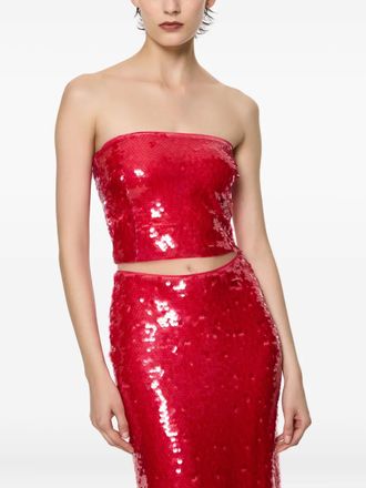 Paris Georgia Mermaid sequin strapless tube top - Red