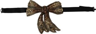 Dolce & Gabbana Gold Tone Silk Rhinestone verfraaide dames bowtie vrouwen