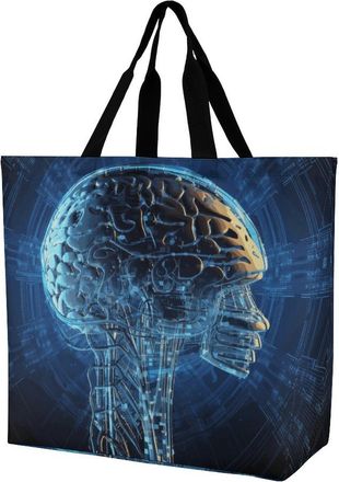 Generic Artificial Intelligence Brain Women Handbag Lightweight Handbag Reusable Shopping Bags For Travel Yoga Camping