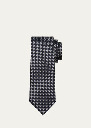 Ermenegildo Zegna Mens Micro-Floral Geometric Silk Tie