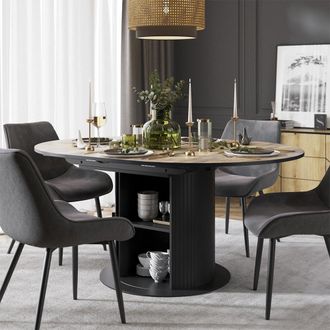 Vicco Mesa De Comedor Tavero, Roble R&uacute;stico/negro, 120-160 X 120 Cm Extensible, Vicco