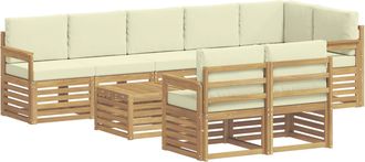 vidaXL Conjunto De Sof&aacute;s De Exterior 9 Uds. Blanco Y Crema Poli&eacute;ster Vidaxl