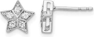 Diamond2Deal 14k White Gold 1/10 Ct Lab Grown Diamond Star Stud Earrings