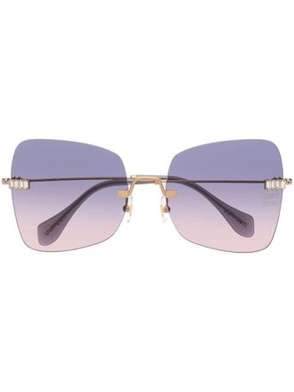 Miu Miu Eyewear square gradient sunglasses - women - Metal (Other) - 59 - Gold
