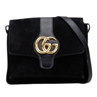 Gucci Pre-owned Cross Body Bags, female, Black, Size: ONE SIZE Pre-owned Suede Crossbody Bag