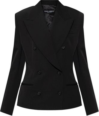 Dolce & Gabbana Wollen Blazer met Gesloten Revers - Dames - Blazers - Zwart - S - Wol - Jassen