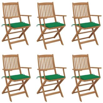 vidaXL Sillas De Jard&iacute;n Plegables 6 Uds Y Cojines Madera Maciza Acacia Vidaxl